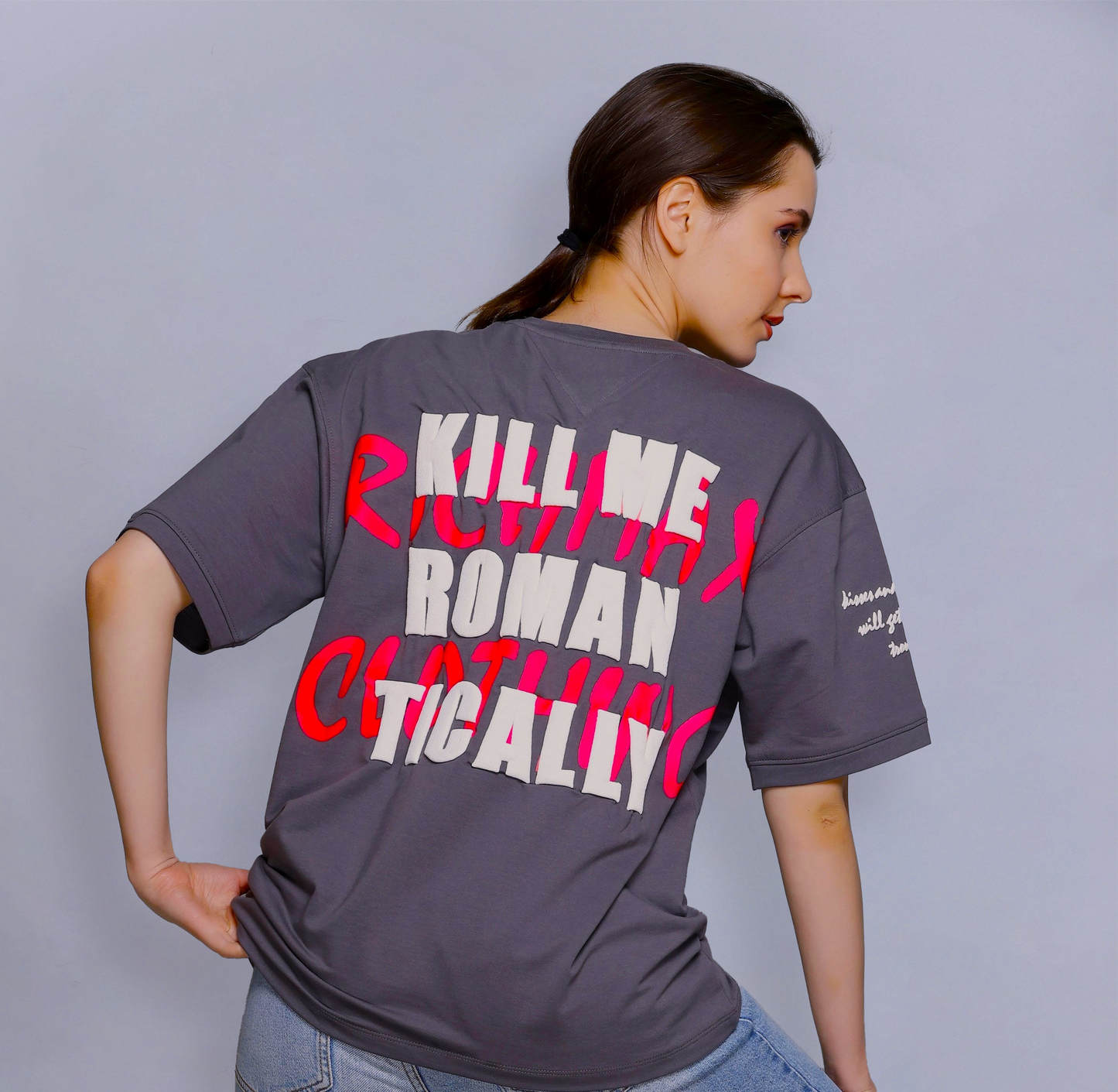KILL ME ROMANTICALLY OVERSIZED TEE DARK GREY