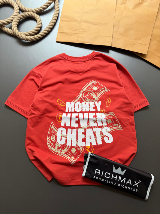 MONEY NEVER CHEATS OVERSIZED TEE RED