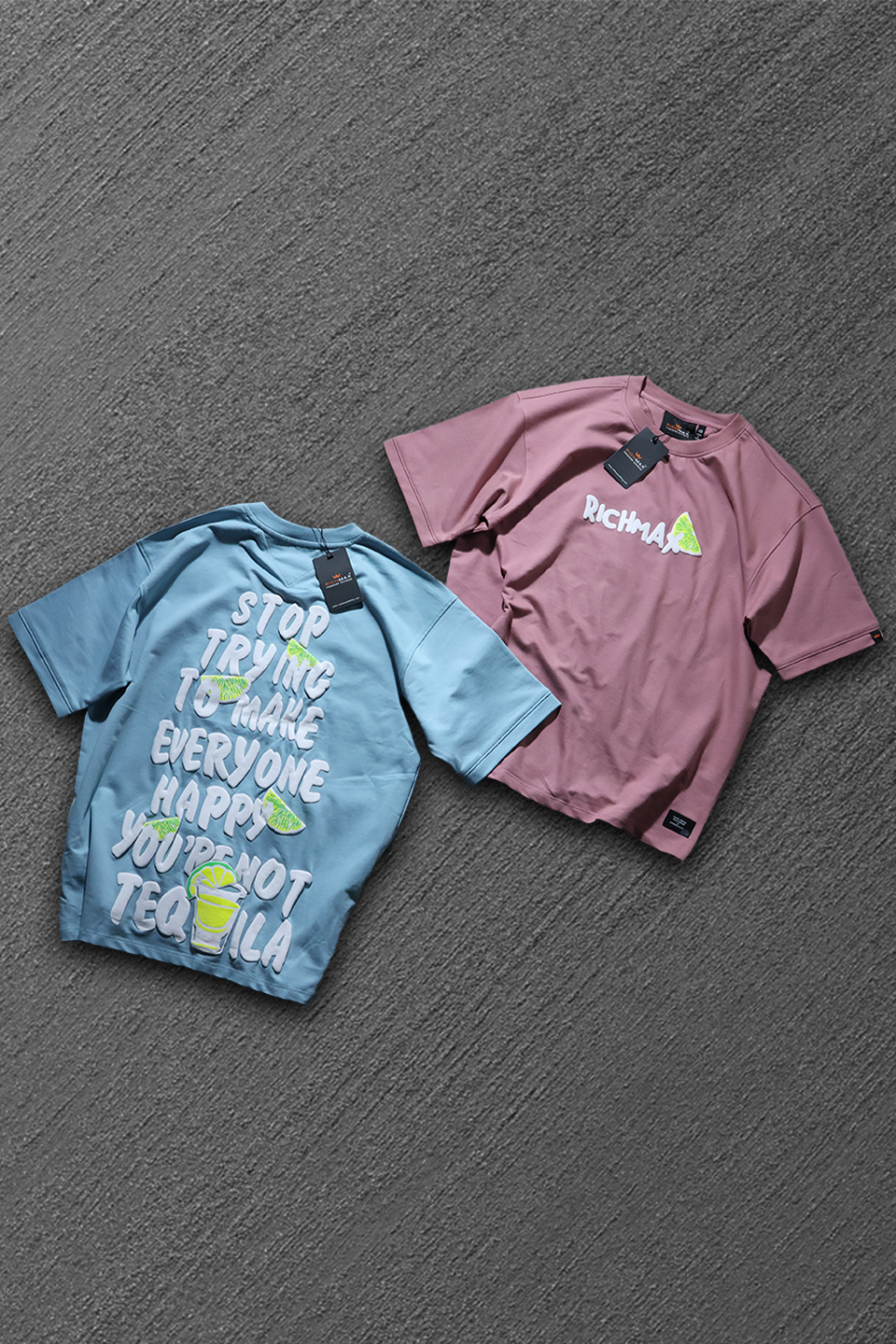 🔥 RICH PRINTED TEES | DROP SHOULDER STYLE | COMBO PACK OF 2 (BLUE+PINK)