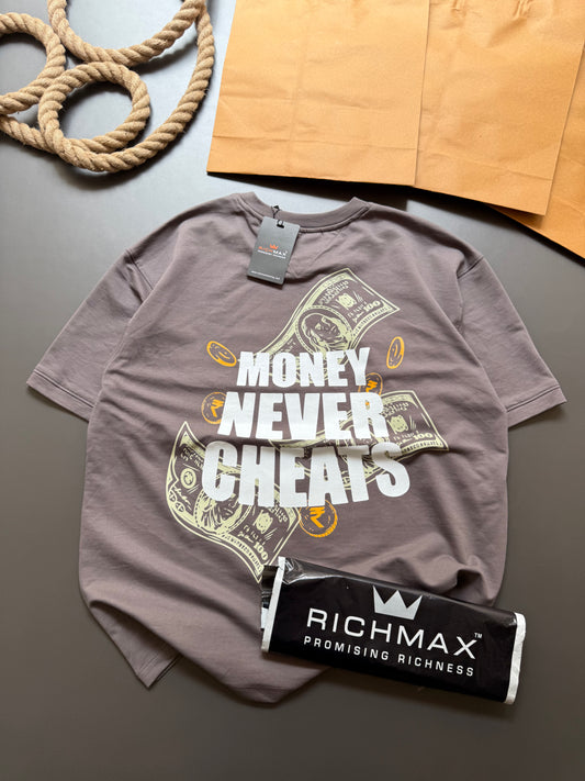 MONEY NEVER CHEATS OVERSIZED TEE DARK GREY