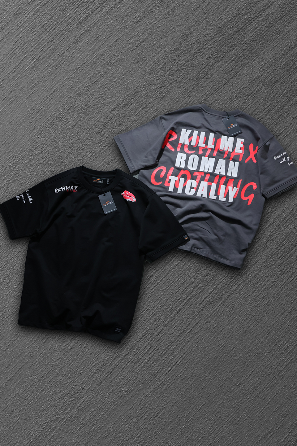 🔥 RICH PRINTED TEES | DROP SHOULDER STYLE | COMBO PACK OF 2 (BLACK+GREY)