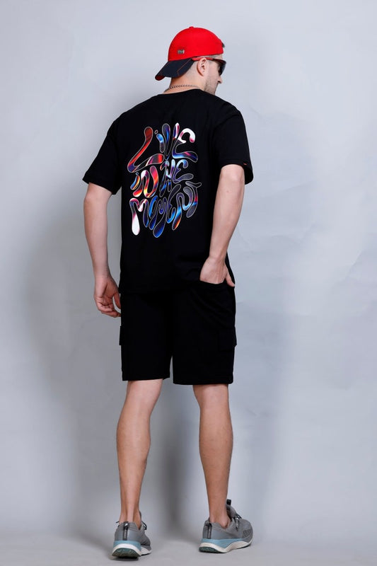 LIVE IN THE MOMENT RELAXED FIT CO-ORD SET METAL BLACK (BLACK)