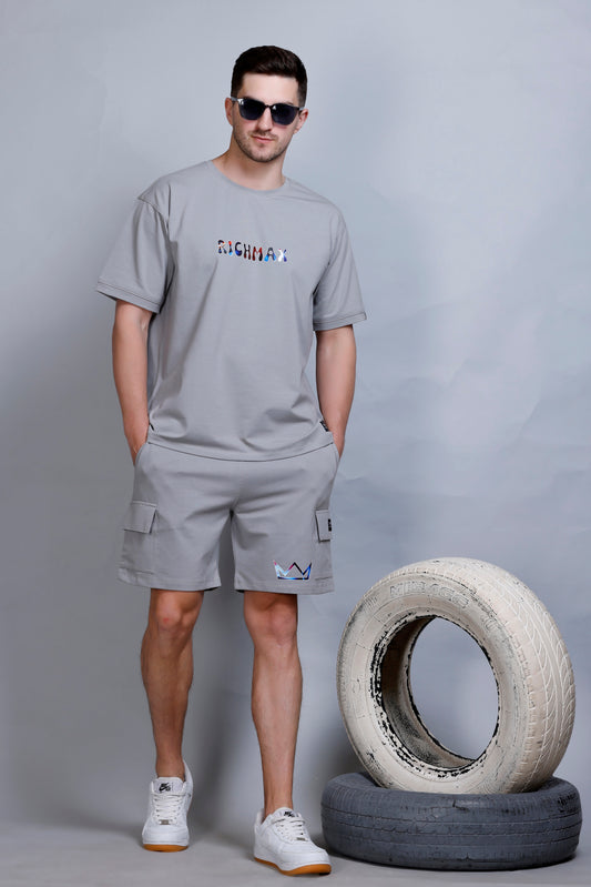 LIVIN THE MOMENT RELAXED FIT CORDSET LIGHT GREY