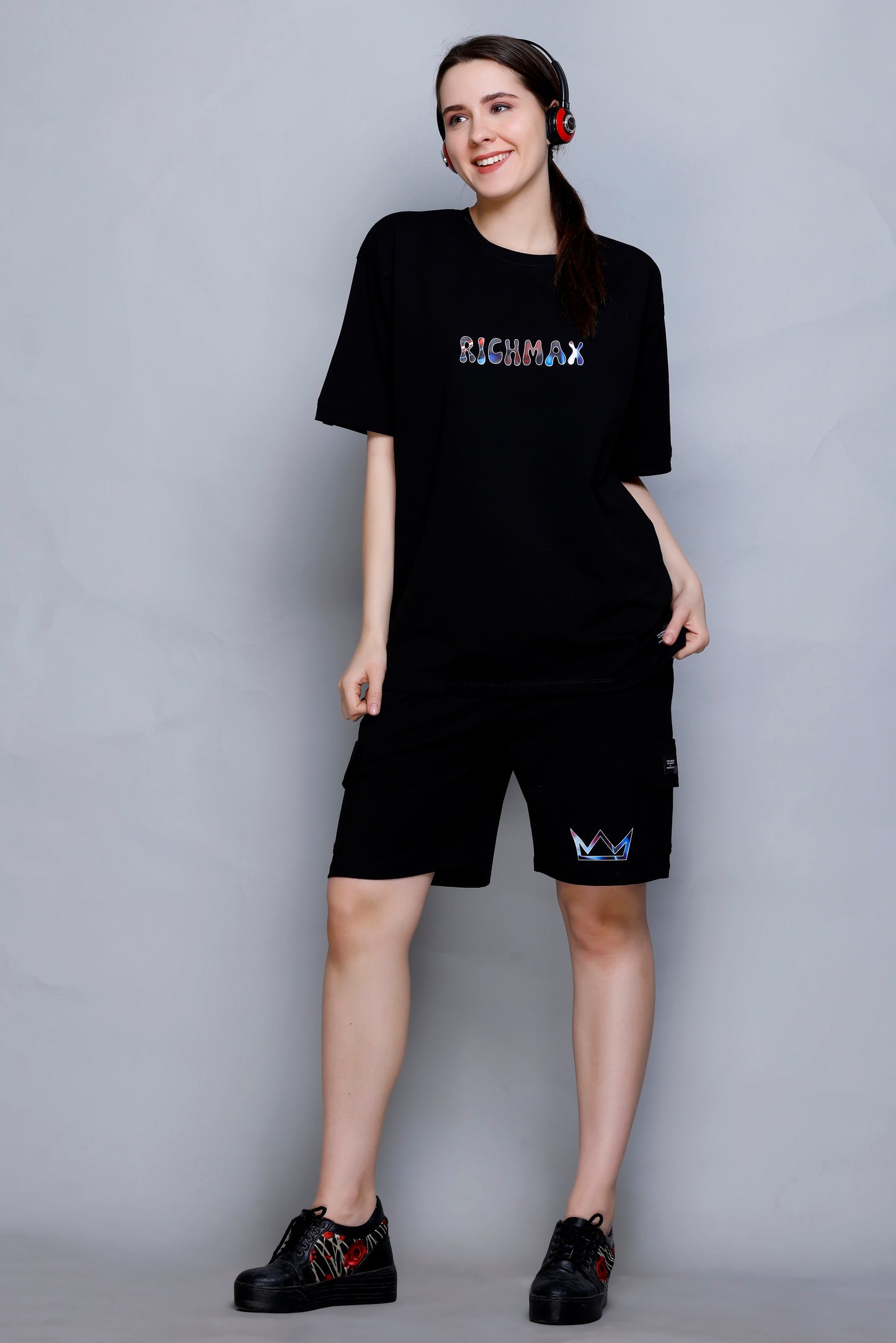 LIVIN THE MOMENT RELAXED FIT CORDSET METAL BLACK