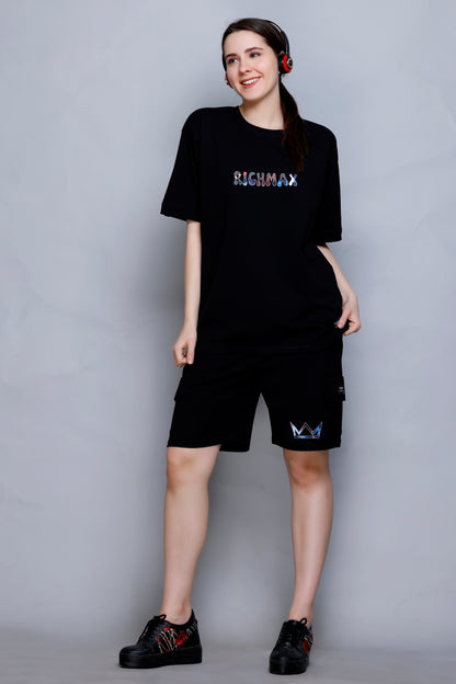 LIVIN THE MOMENT RELAXED FIT CORDSET METAL BLACK
