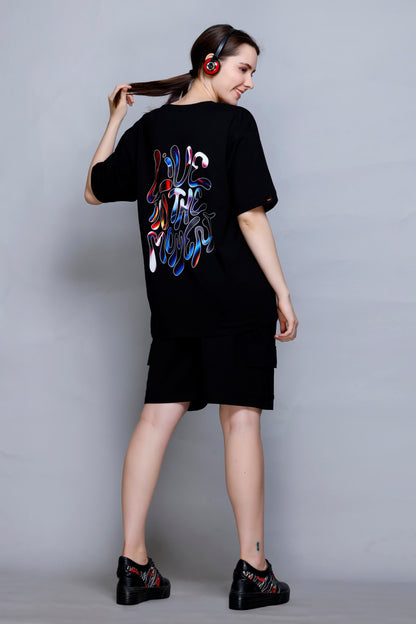 LIVIN THE MOMENT RELAXED FIT CORDSET METAL BLACK