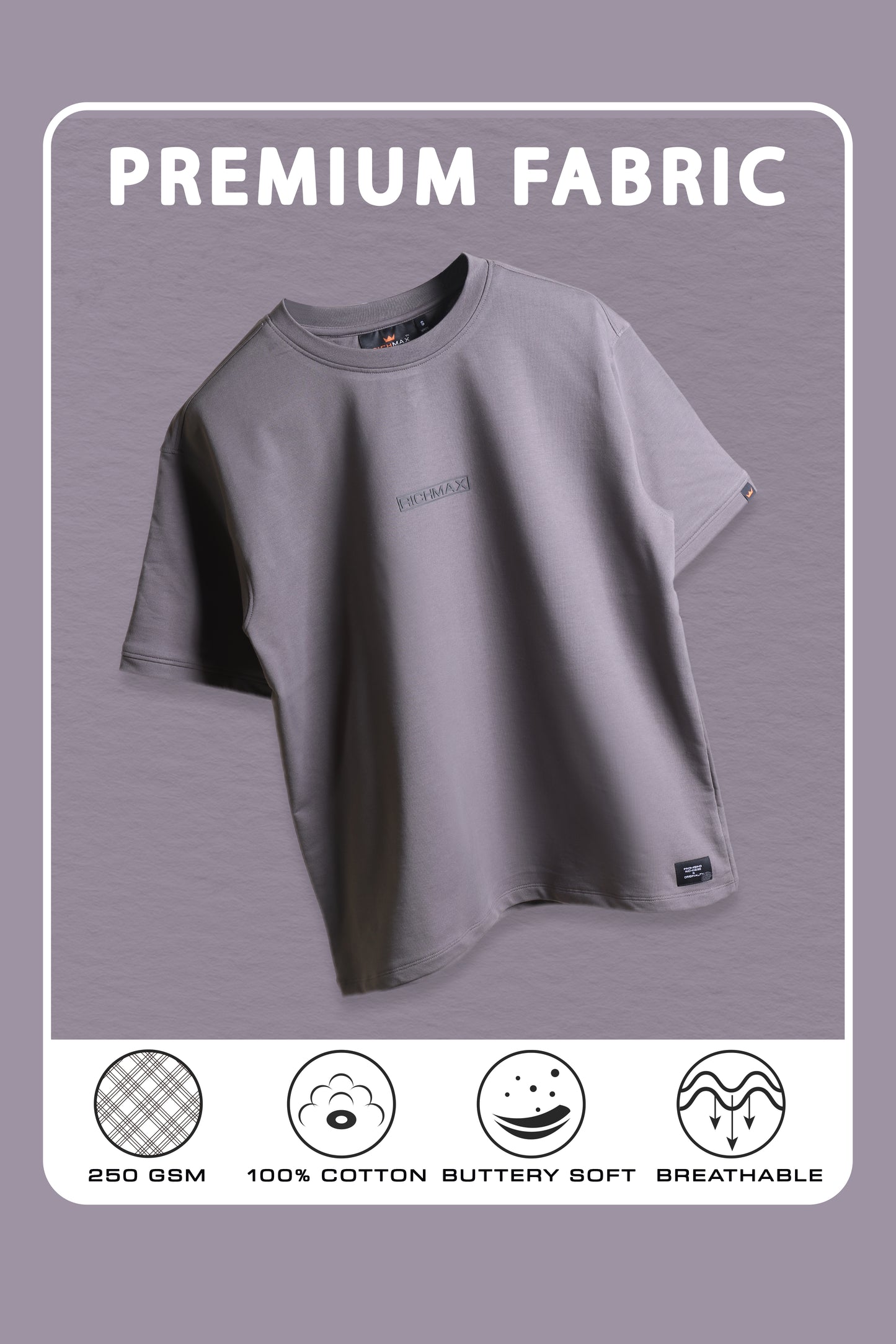 RICHMAX MINIMALIST OVERSIZED TEE DARK GREY