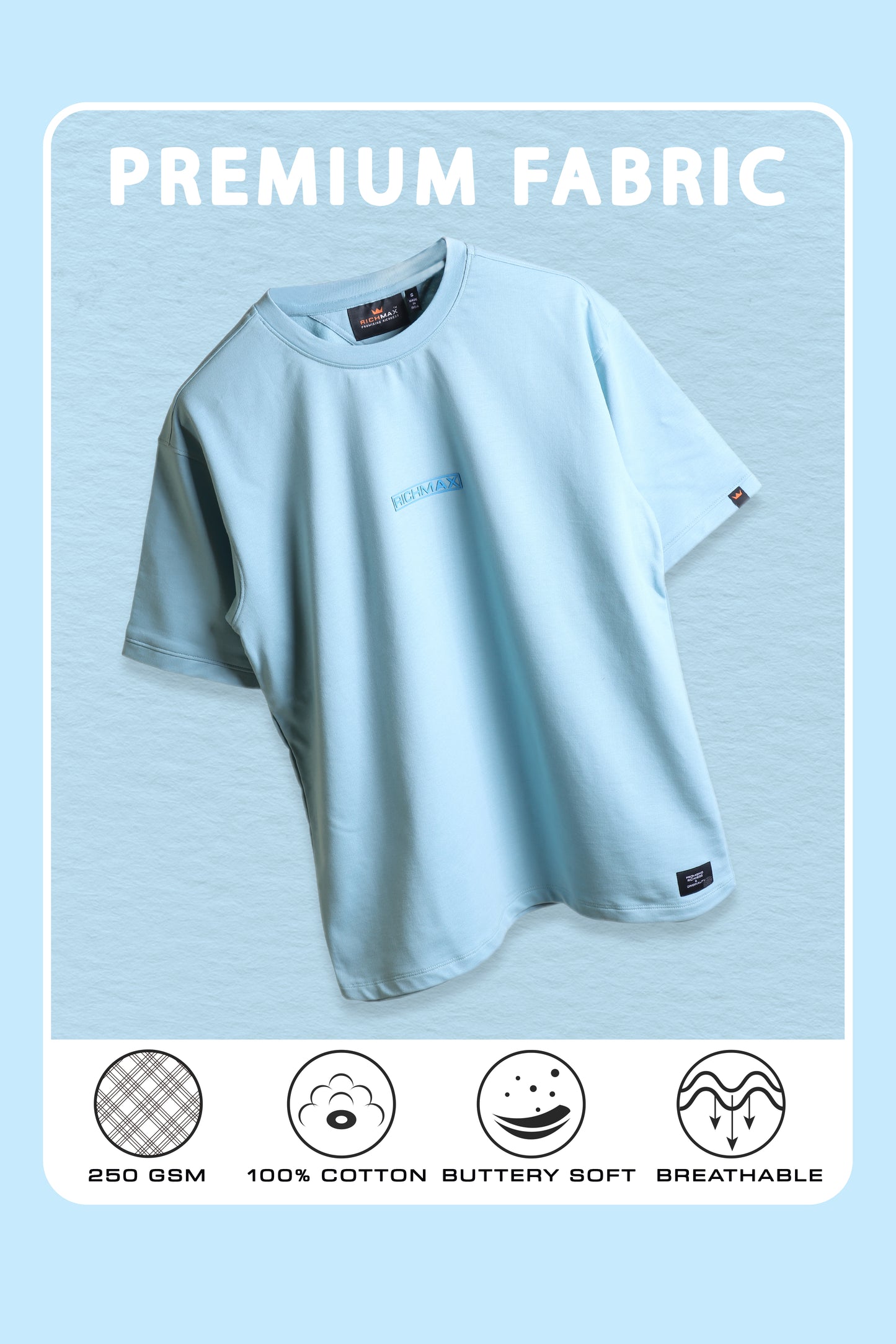 RICHMAX MINIMALIST OVERSIZED TEE AQUA ISLAND